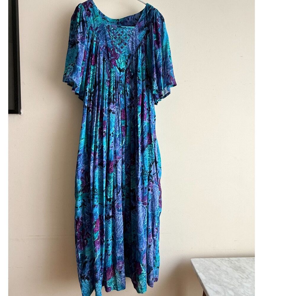 Ms. Roper's Life Aquatic - gorgeous sea-themed house dress - VTG Mervyn's Large